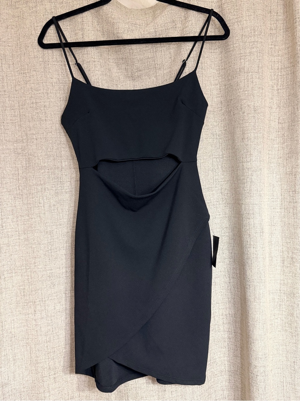 Lulu's Black Spaghetti-Strap Cutout Mini Dress